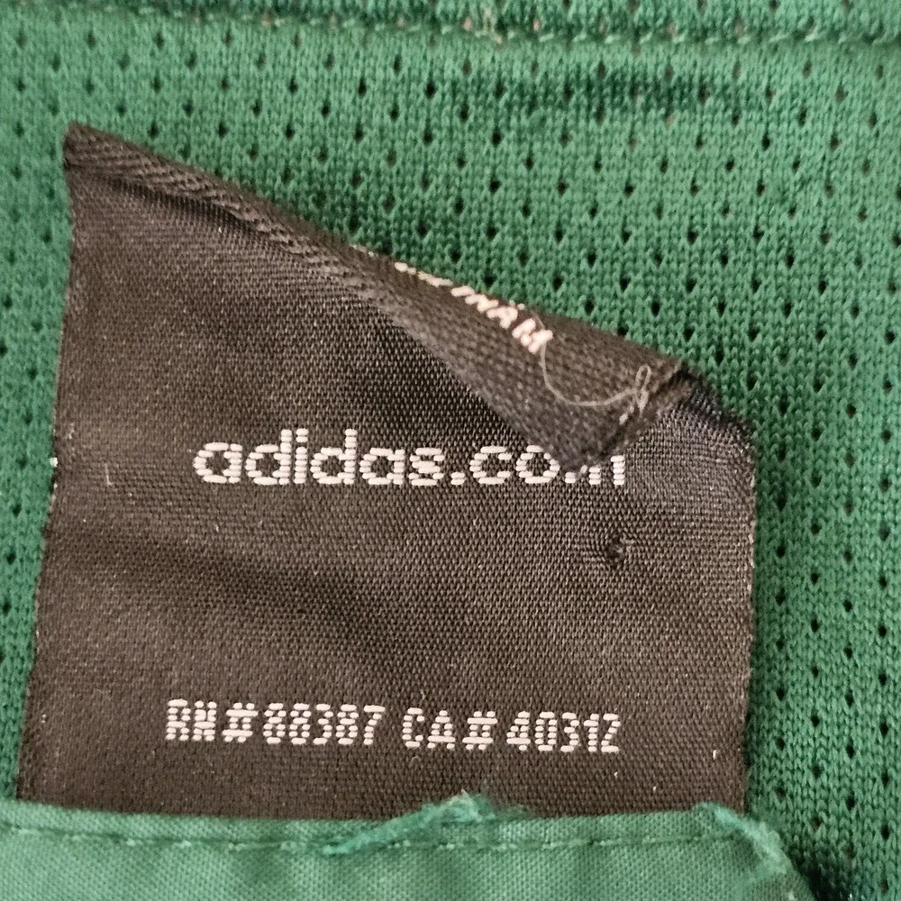 Adidas Jacket Mens Medium Green Full Zip Windbreaker Three Stripes Athletic Logo